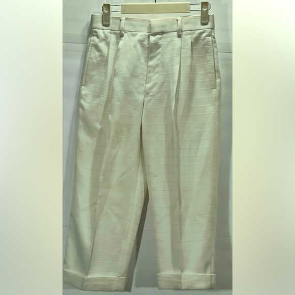 MAZZONI 90’S VINTAGE WOMENS WHITE WITH WHITE PINSTRIPES PANTSUIT SIZE 14 - Picture 4 of 12